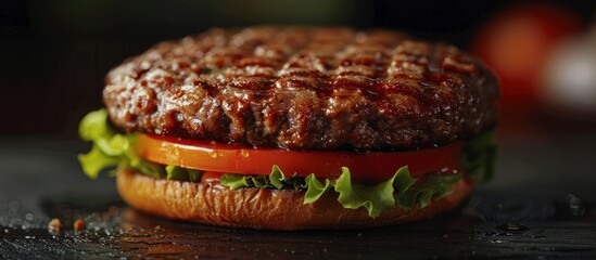 Juicy Hamburger With Lettuce and Tomato