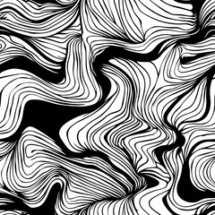 Black and white ink lines seamless pattern, optical illusion