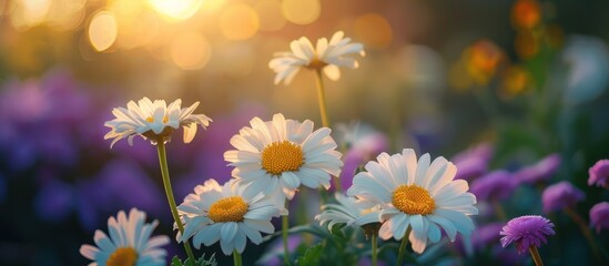 Daisies Blooming in Grass