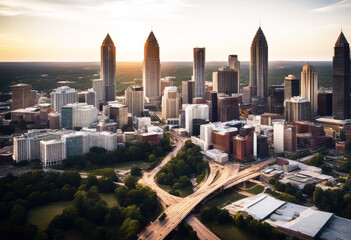 'Panorama Aerial Skyline USA Georgia Atlanta urban architecture college business park downtown...
