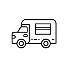 Minimalist Delivery Van Icon in Black and White