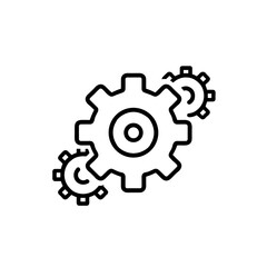 Fototapeta premium Industrial Gears Icon, Black Line Art, Machinery and Engineering Symbol