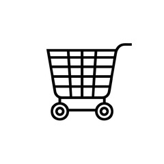 Shopping Cart Outline, Black Line Art, Consumerism Symbol