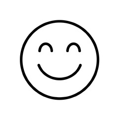 Fototapeta premium Smiling Face Outline, Black Line Art, Positive Emotion Symbol