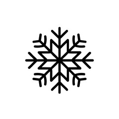 Intricate Snowflake Icon, Black Line Art, Winter Emblem