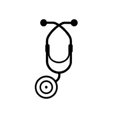 Medical Stethoscope Icon, Black Line Art, Health Care Equipment