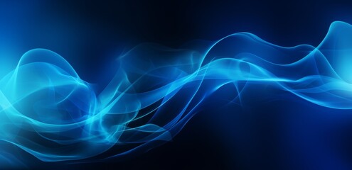 Obraz premium Elegant blue abstract smoke wave on dark background