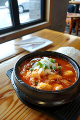 "Scrumptious Kimchi Jjigae Delight", Culinary World Tour, Food and Street Food