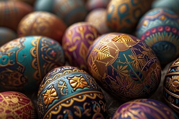 Fototapeta na wymiar Intricately Decorated Easter Eggs