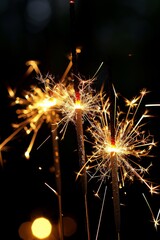Sparkling celebration with festive sparklers at night