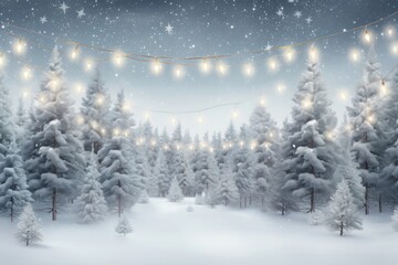 Naklejka premium An idyllic wintery Christmas scene tree snow land.