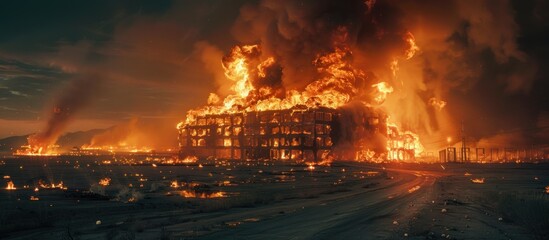 Massive Building Engulfed in Flames