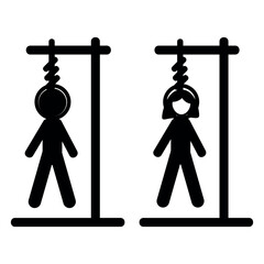 suicide, simple vector set 2 man and woman suicide