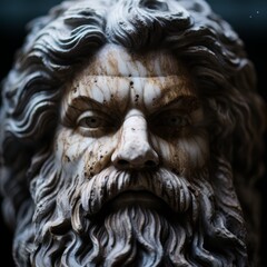 Obraz premium Close-up of an Ancient Sculpted Face with Intricate Details
