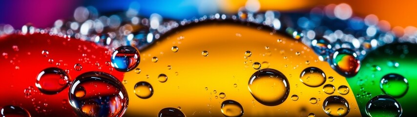 Vibrant Water Droplets on a Colorful Surface