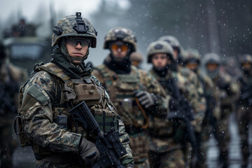 Naklejka premium soldiers in military uniform
