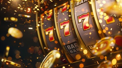 Jackpot win on slot machine with 777