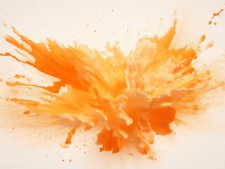 Explosion of orange paint on a white background