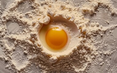 Fresh Egg on Flour Surface Generative AI
