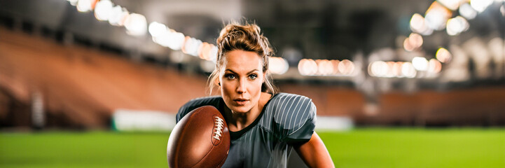 football player woman in a stadium