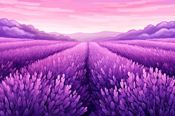 Fototapeta premium Gradient Lavender Rows: Blooming Lavender Field Gradients Design