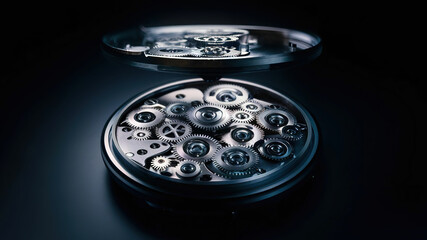 A captivating close-up of disassembled watch mechanism