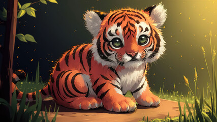 A charming baby tiger illustration