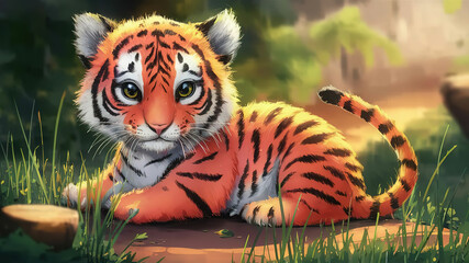 A charming baby tiger illustration