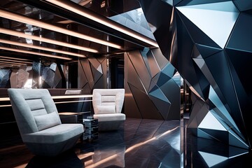 Exquisite Gemstone Facet Gradients: Luxury Yacht Interior Design