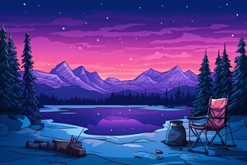 Arctic Aurora Gradients: Frozen Ice Fishing Tournament Banner