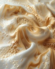 Closeup of a creamy swirl in a coffee cup, a delicious dessert ingredient
