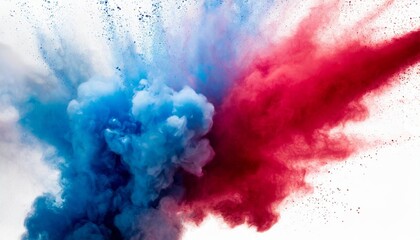 labor day red white and blue colored dust explosion background splash of american flag colors smoke dust on white background independence day memorial day patriotic abstract pattern