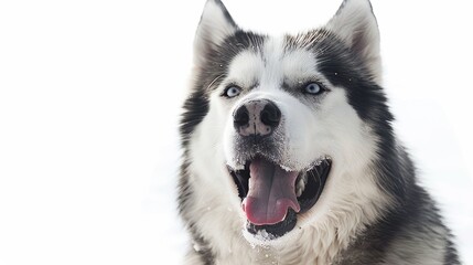 Happy Alaskan Malamute on White Background Generative AI