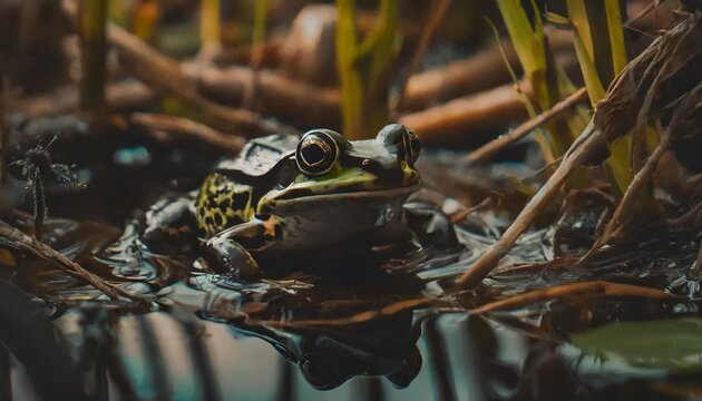 the northern leopard frog lithobates pipiens in the swamp