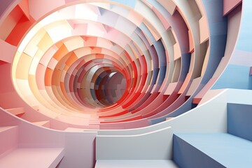 Depth-Defying Architectural Rendering: Optical Illusion Spiral Gradients