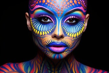 Obraz premium Psychedelic Trippy Face Paint Design: Acid Trip Gradients Visual