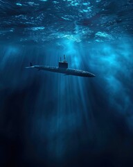 a submarine is floating on top of a body of water - obrazy, fototapety, plakaty