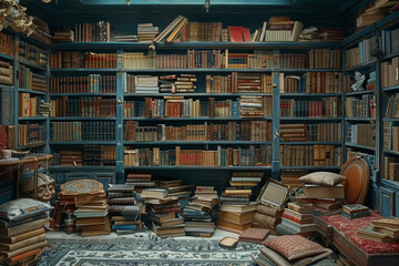 A bookshelf overflowing with volumes of dreams, waiting to be explored and experienced. Concept of...