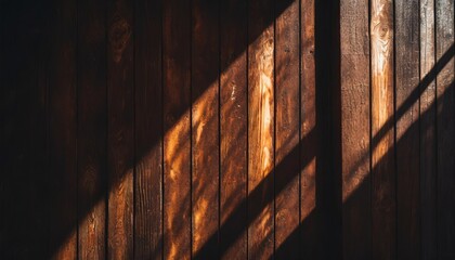 close up of a brown wooden wall with shadows cast on it - Powered by Adobe