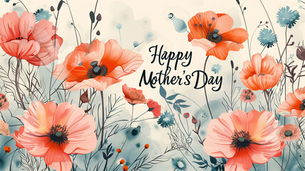 exquisite card for Mother's day with  beautiful bouquet flowers on pastel  background. greeting card.