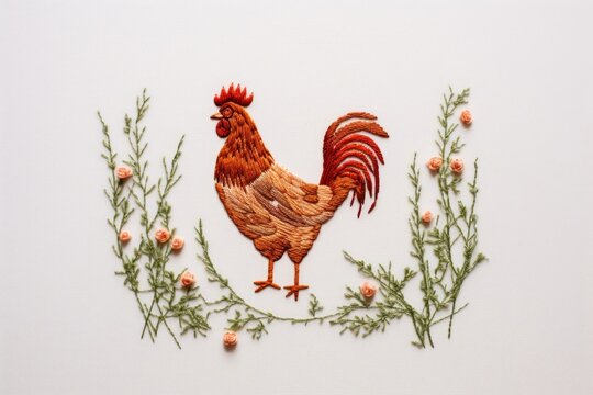 Embroidery chicken poultry pattern.