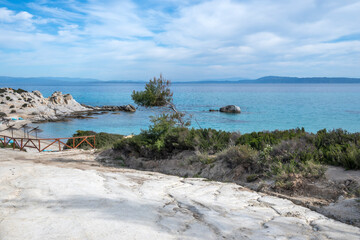 Fototapeta na wymiar Sithonia coastline near Orange Beach, Chalkidiki, Greece