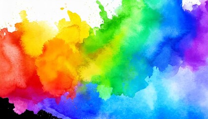 abstract colorful rainbow color painting illustration watercolor splashes isolated on transparent background png generative ai
