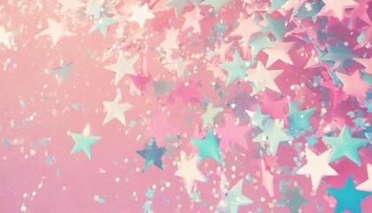 abstract star confetti pastel color on pink background