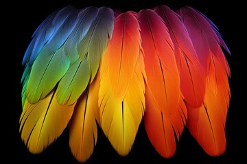 Fototapeta premium Vibrant Parrot Feather Gradients Birdwatching Guide Brochure: A Visual Delight