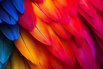Fototapeta premium Vibrant Parrot Feather Gradients: Eco-Tourism Travel Brochure Blooms & Wings