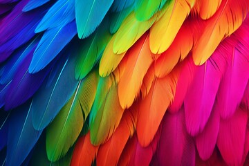 Obraz premium Vibrant Parrot Feather Gradients: Ecotourism Travel Brochure Showcase