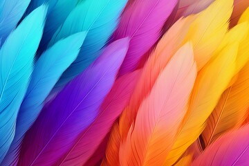 Vibrant Parrot Feather Gradients: Summer Beachwear Pattern Dream