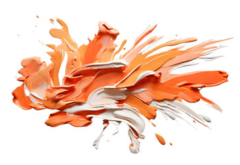 Orange color and coral color paint stroke on a solid white background, generative AI