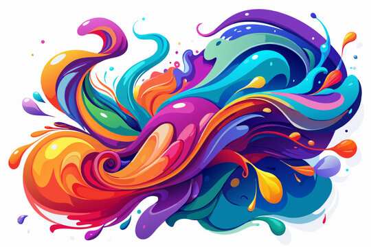Abstract swirls of colored ink spreading across a white canvas, their fluid forms and vibrant hues creating  composition